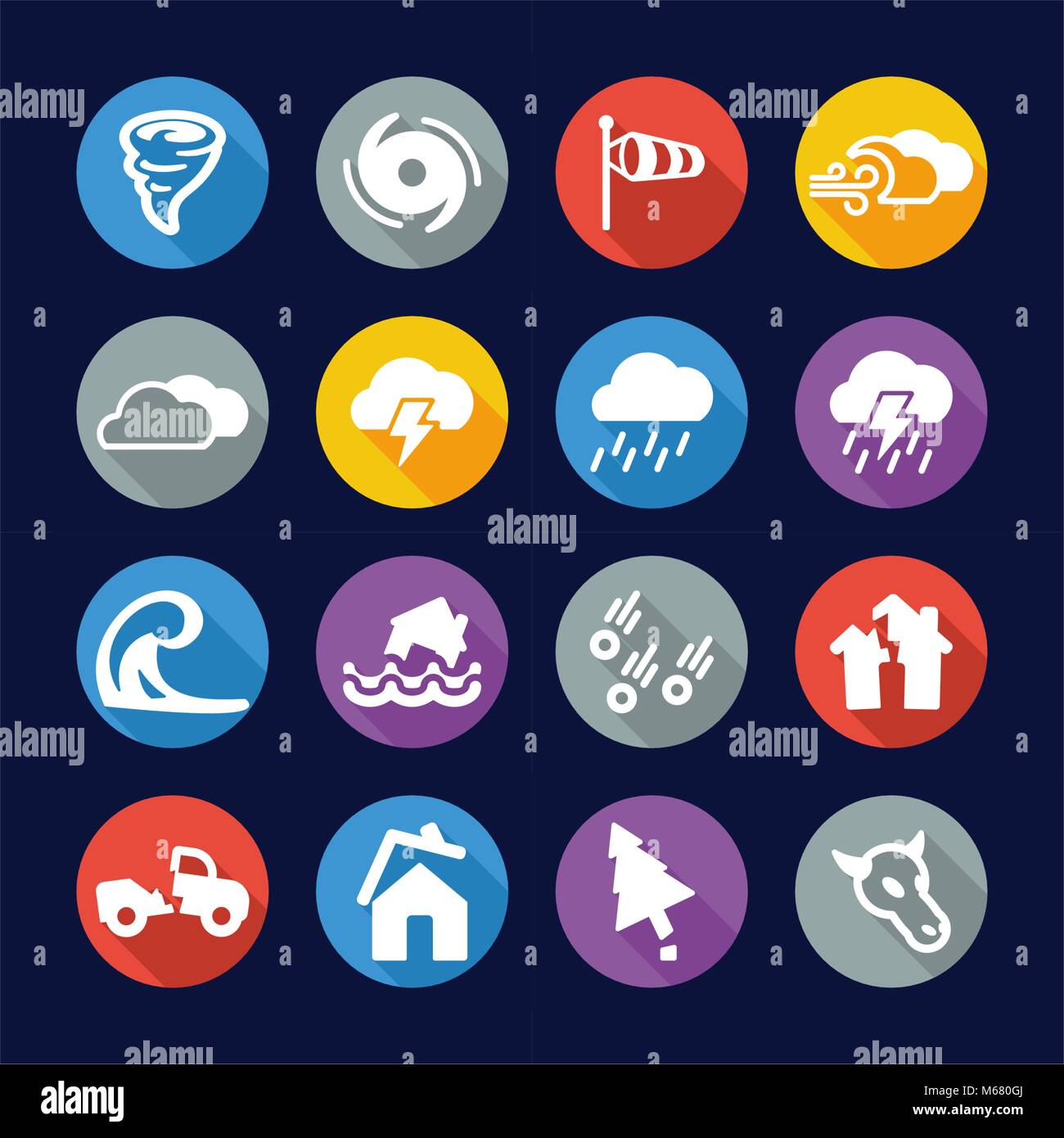 Tornado Icons Flat Design Circle Stock Vector Image & Art - Alamy