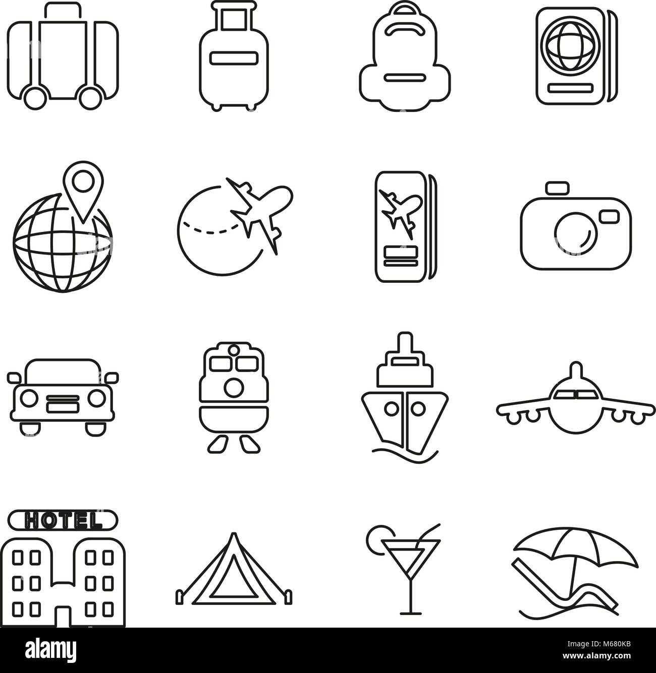Travel Icons Thin Line Vector Illustration Set Stock Vector Image & Art ...
