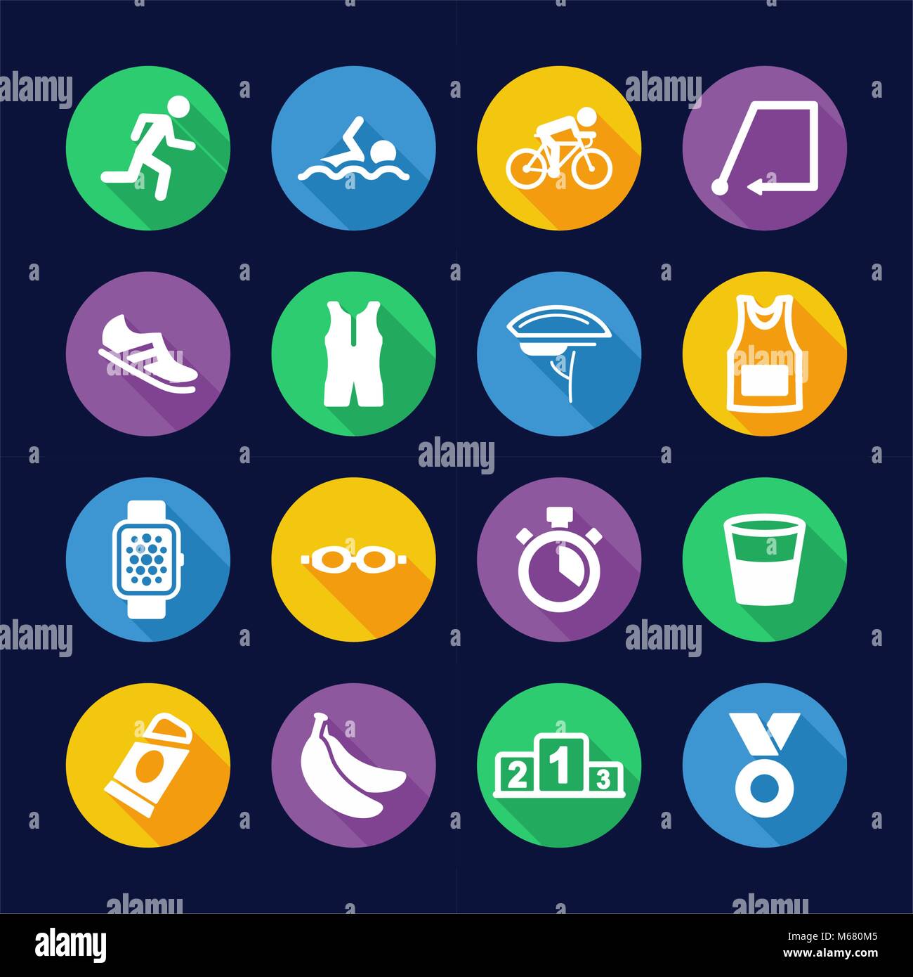 Triathlon Icons Flat Design Circle Stock Vector Image & Art - Alamy