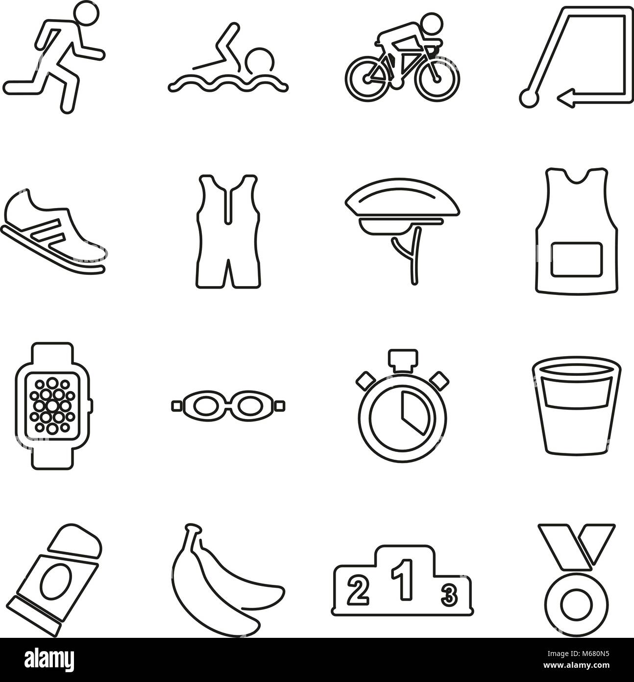 Triathlon Icons Thin Line Vector Illustration Set Stock Vector Image ...