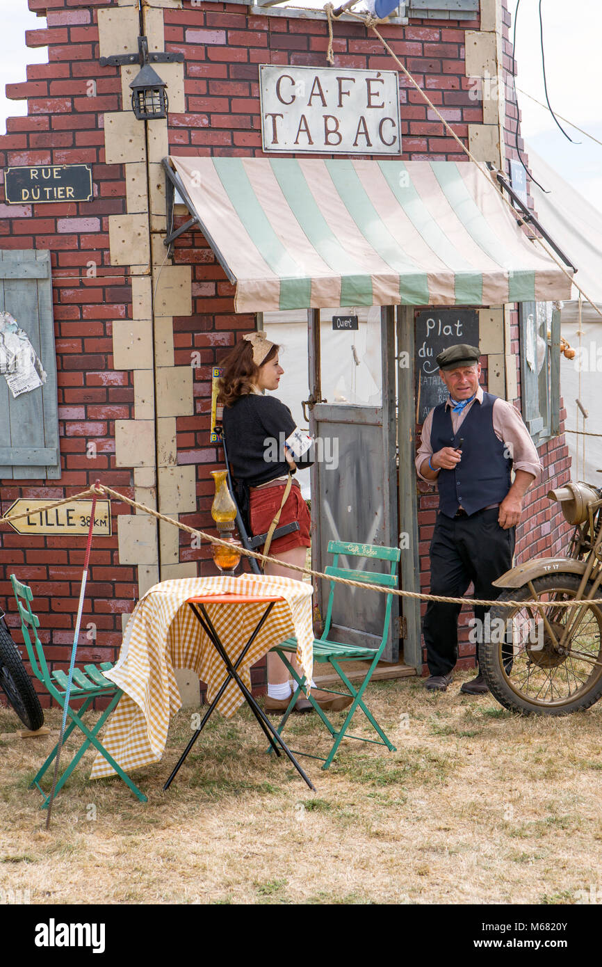 French cafe setting at a war and peace revival meeting Stock Photo