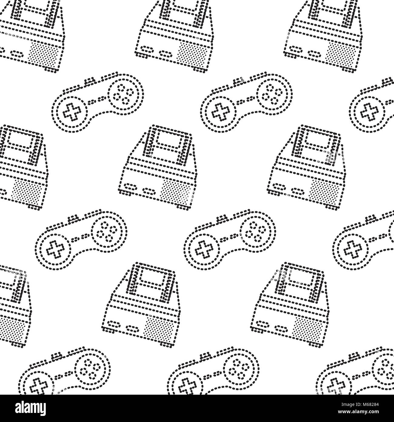 retro video game console and gamepad pattern vector illustration Stock ...