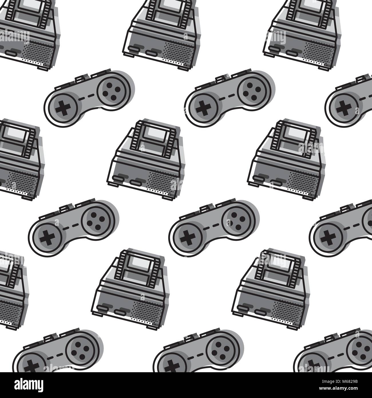 retro video game console and gamepad pattern vector illustration Stock ...