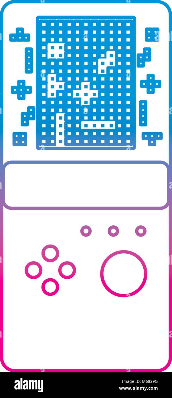 portable game console retro game tetris vector illustration degrade ...