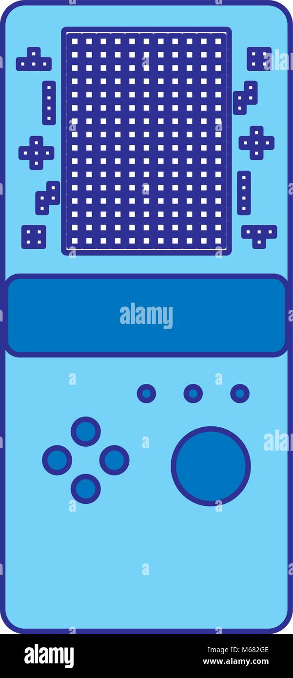 portable game console retro game tetris vector illustration blue design ...