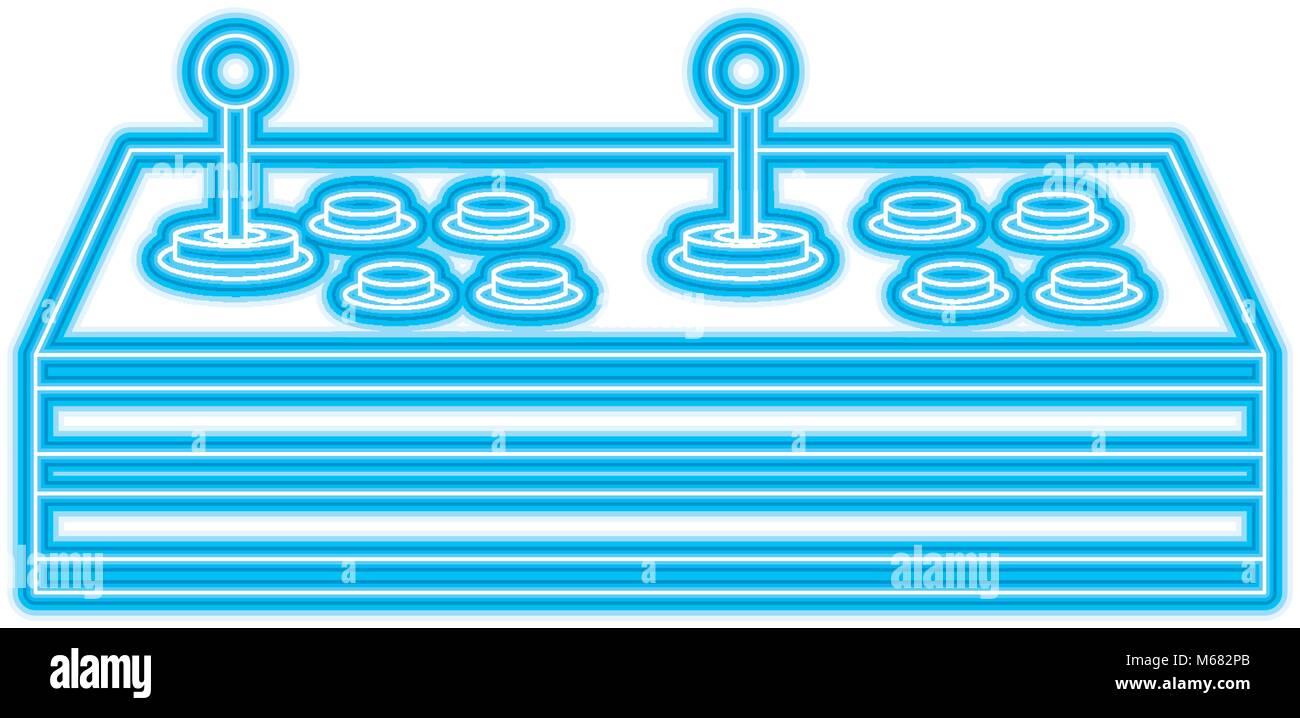 video game control joystick retro technology vector illustration blue ...