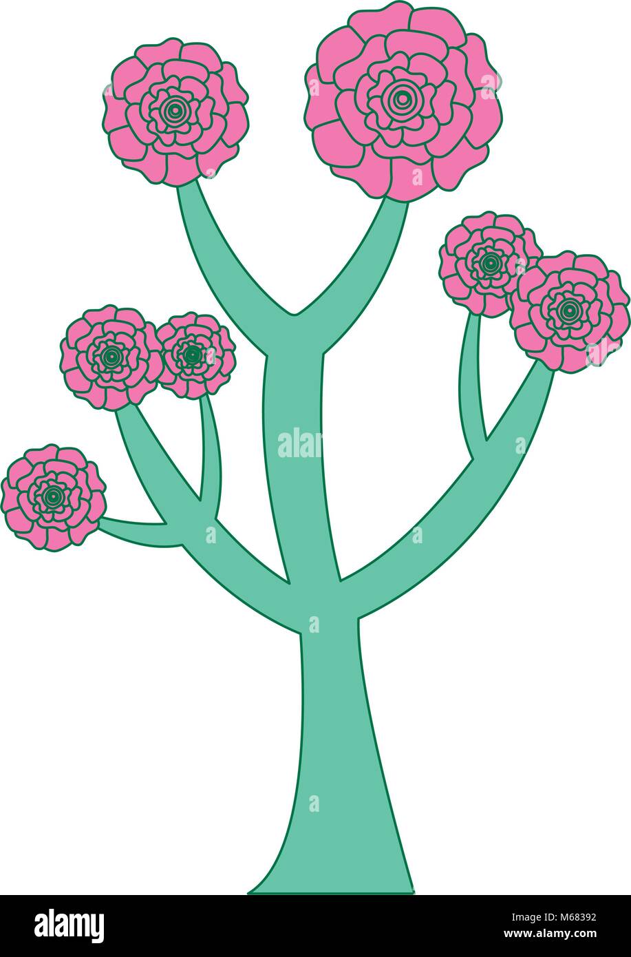beautiful tree with flowers carnation decoration vector illustration ...