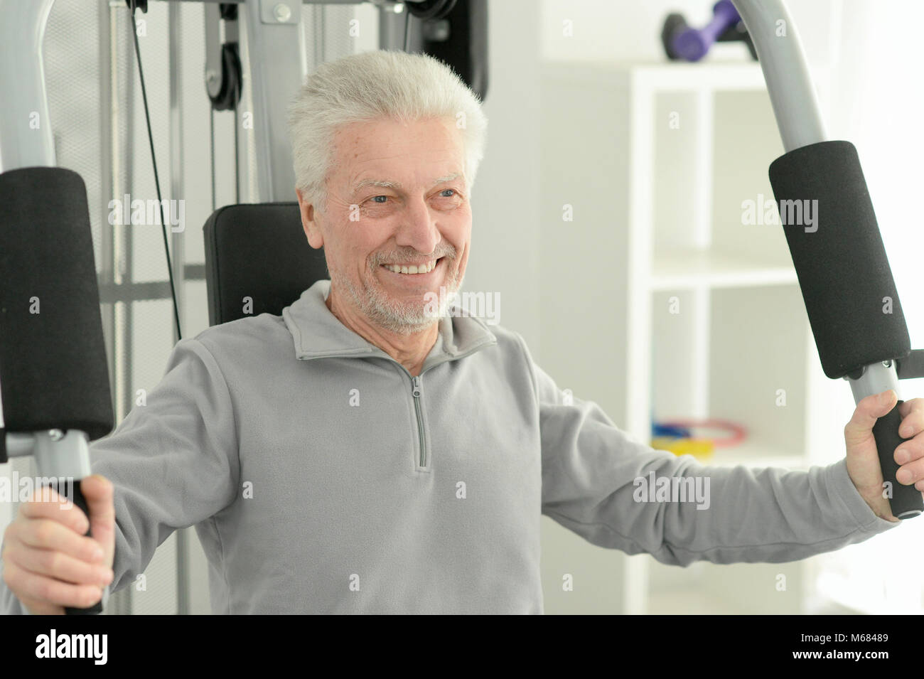 mature man at the gym Stock Photo