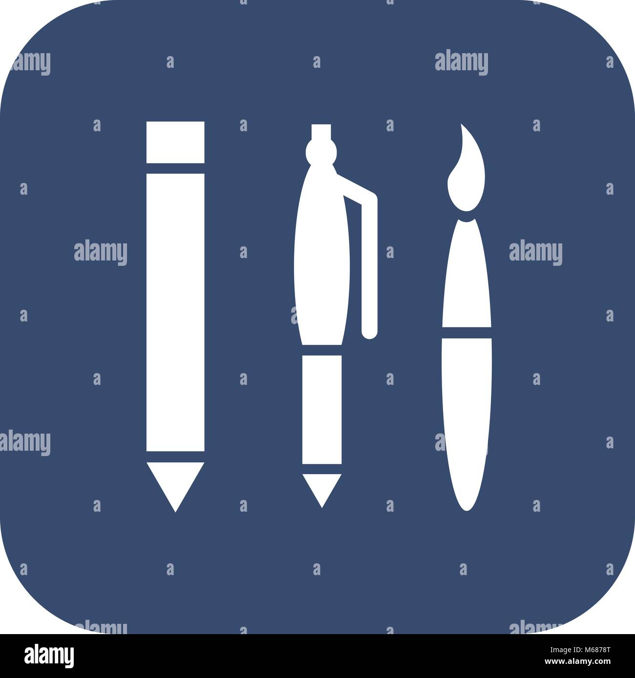 Office supplies icon. Pen, pencil and brush. Vector illustration Stock