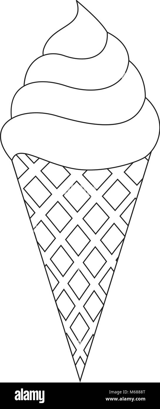 Ice Cream Cone Black And White Line Art Icon Stock Vector Image Art Alamy
