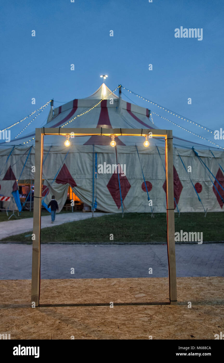 View of circus tent inside a frame Stock Photo