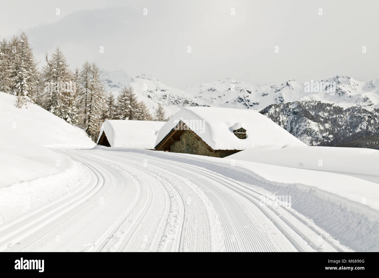 Winter landscapes, Torgnon, Aosta Valley, Italy Stock Photo