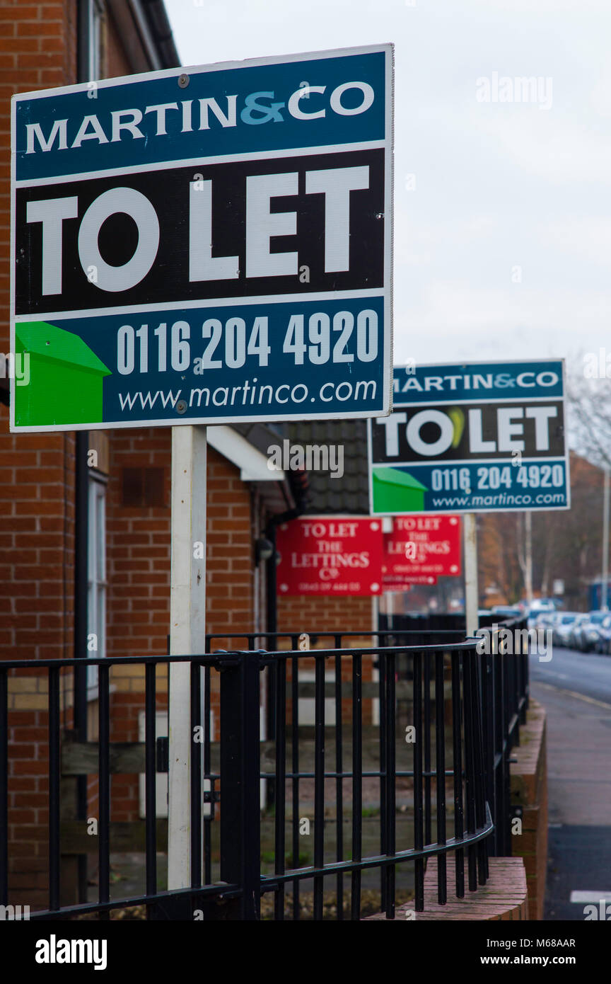 To let signs outside student accomodation in Leicester. Stock Photo