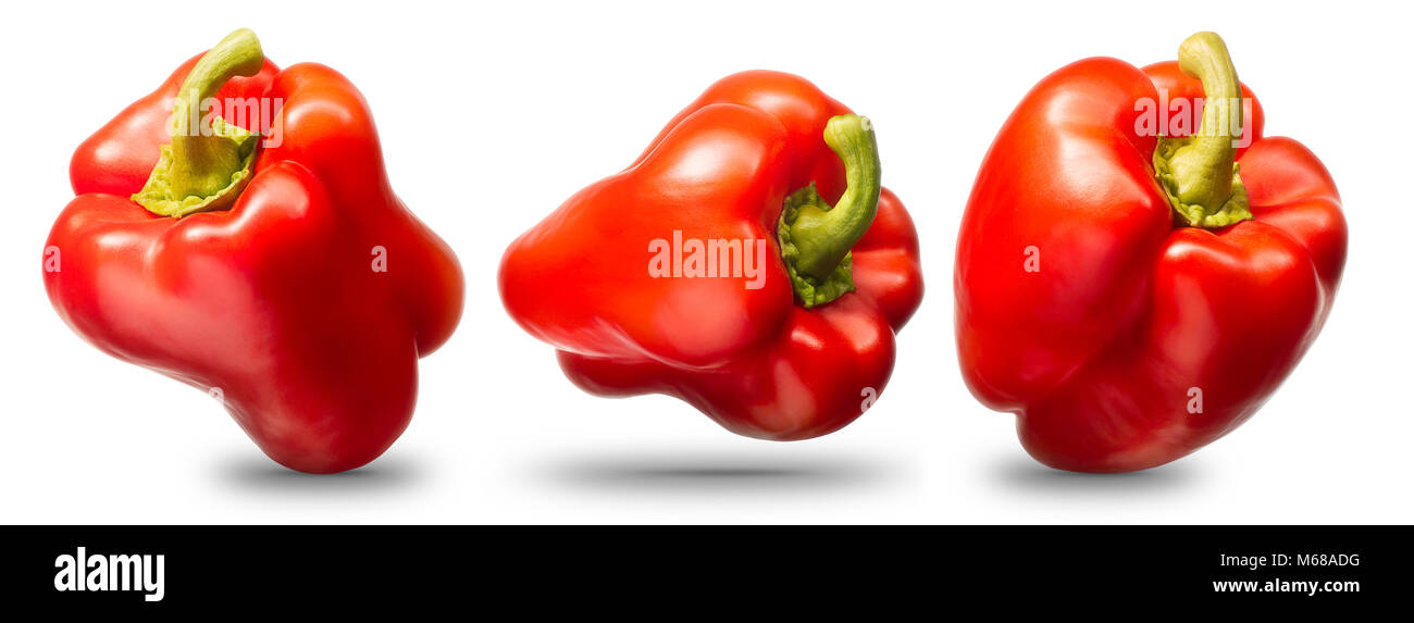 Collection of sweet red pepper isolated on white background Stock Photo