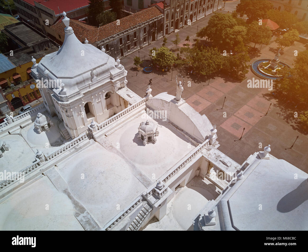 Leon cathedral above view. Tourist destination in Leon town Nicaragua Stock Photo