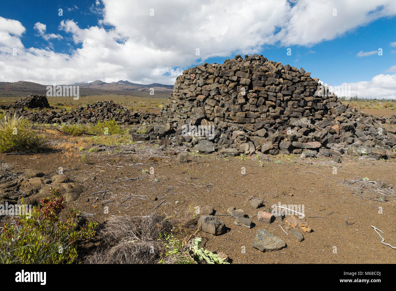 Umi Temple (Ahu A Umi Heiau) remains in North Kona, Hawaii Stock Photo