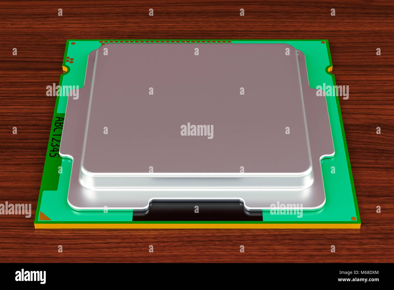 CPU computer processor unit on the wooden table. 3D rendering Stock ...