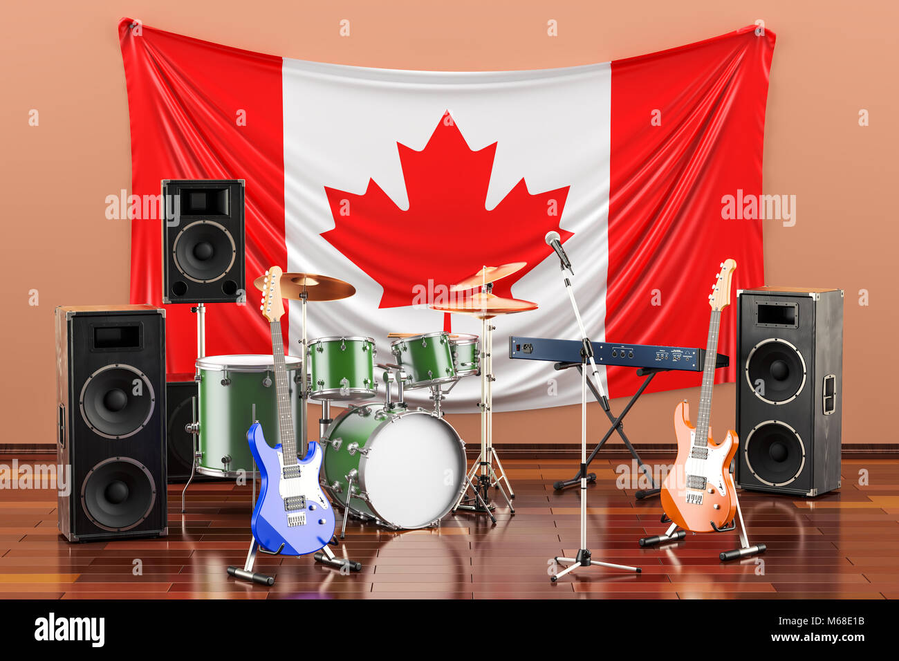 Music, rock bands from Canada concept, 3D rendering Stock Photo