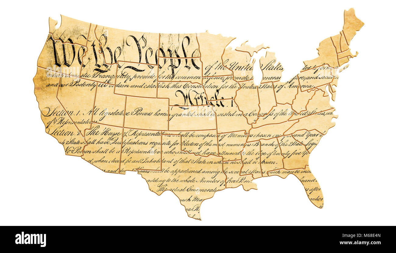 The United States Constitution concept with map and text . 3D rendering Stock Photo Alamy