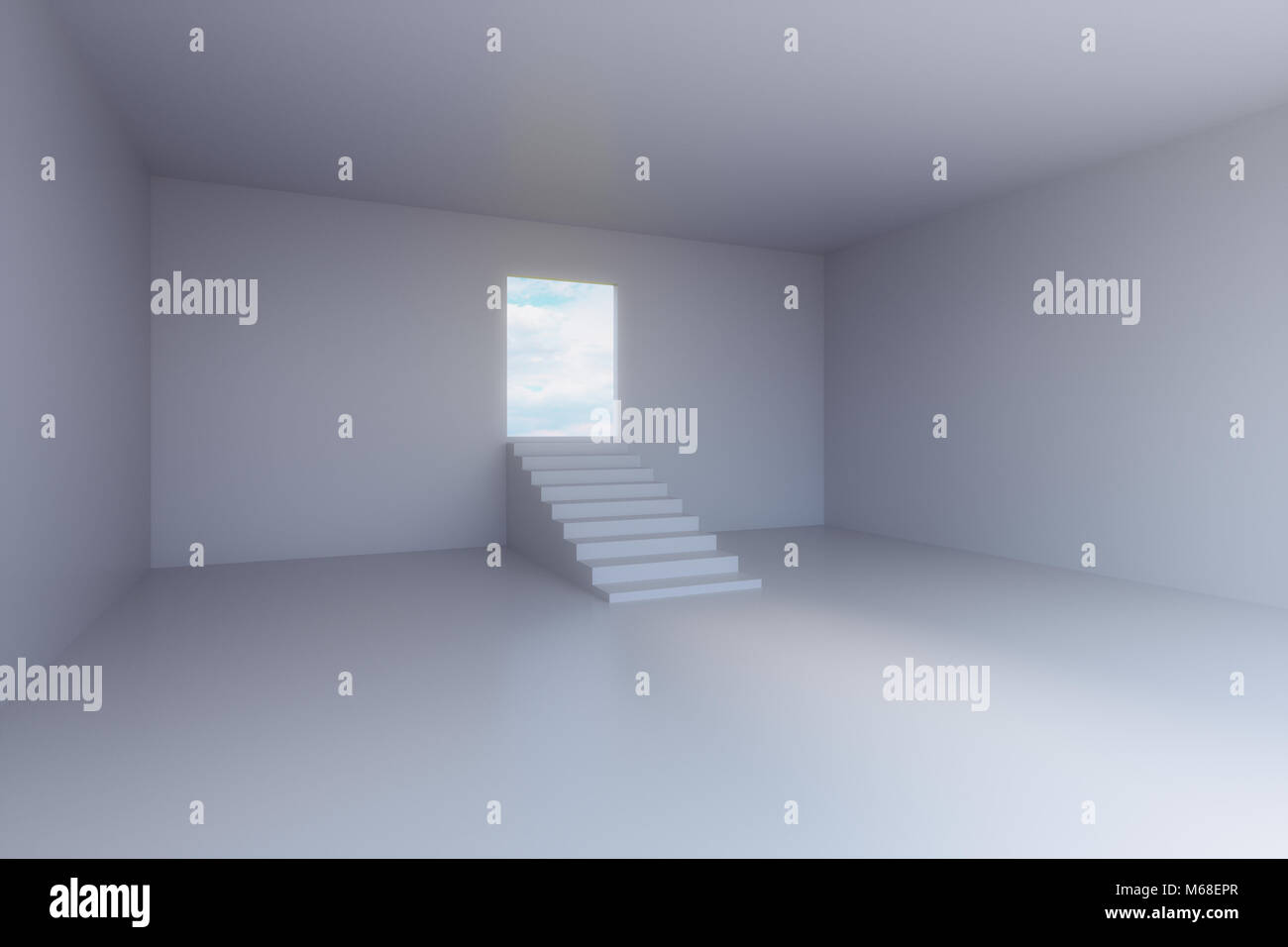 3d rendering of empty room with stair step and door Stock Photo - Alamy