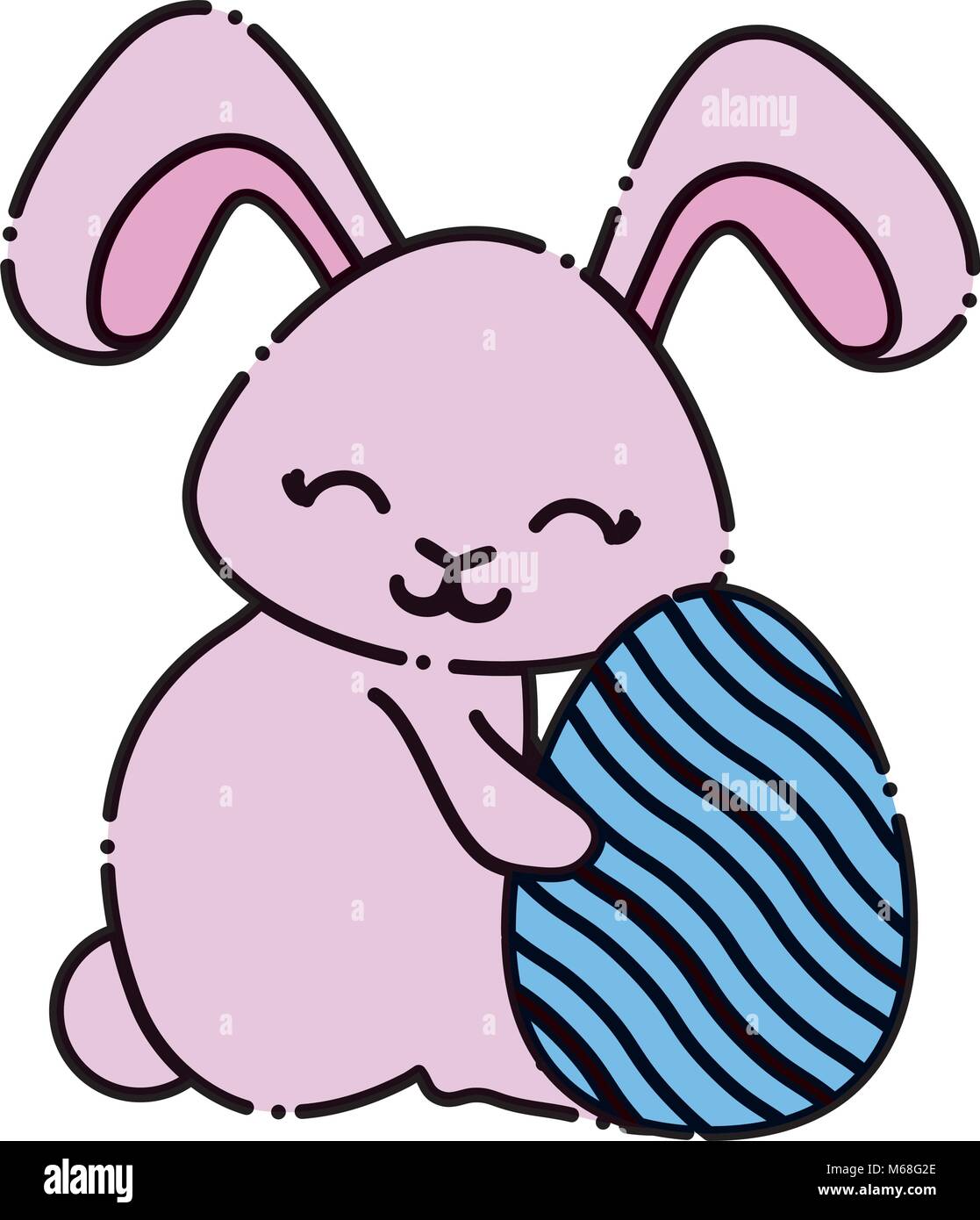 cute rabbit with easter egg icon over white background, colorful design ...