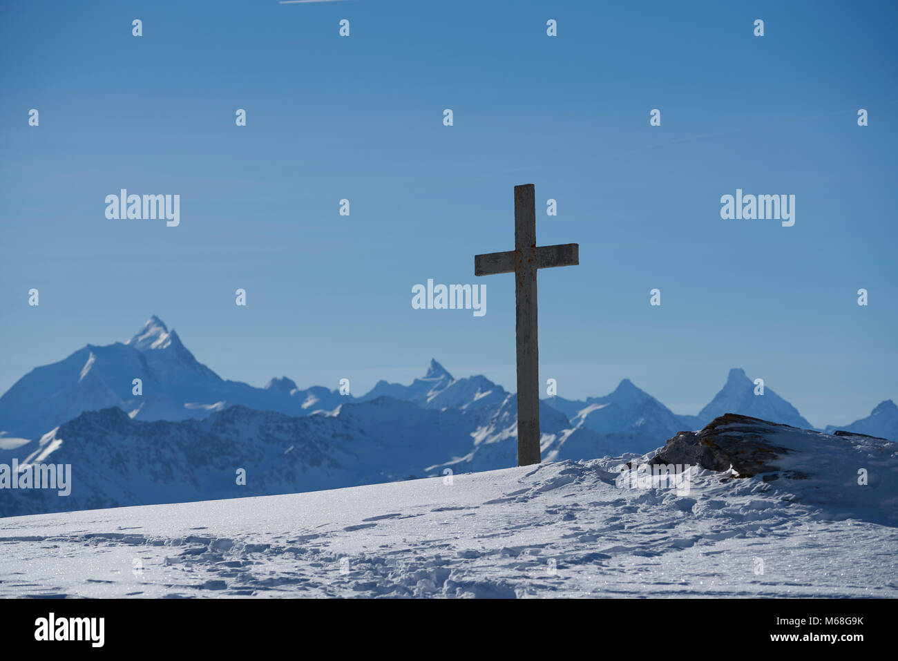 Leukerbad, Gemmipass, Swiss Alps, Switzerland Stock Photo