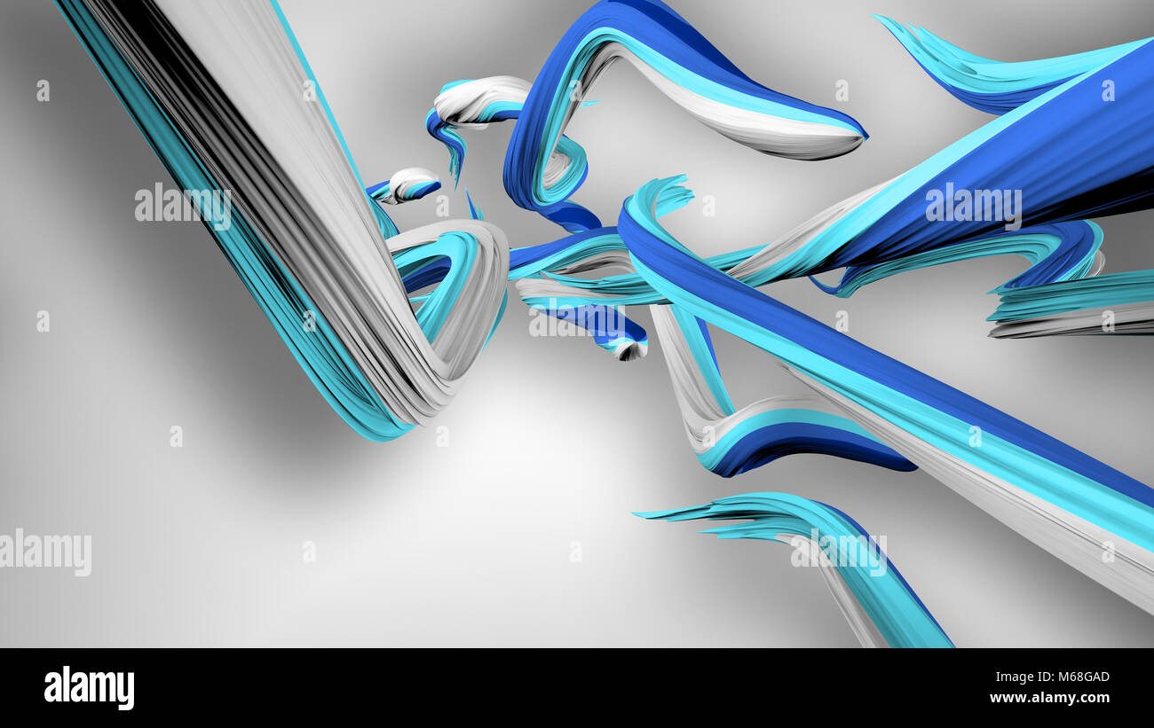 A splendid 3d illustration of interlacing colorful strokes in the grey ...