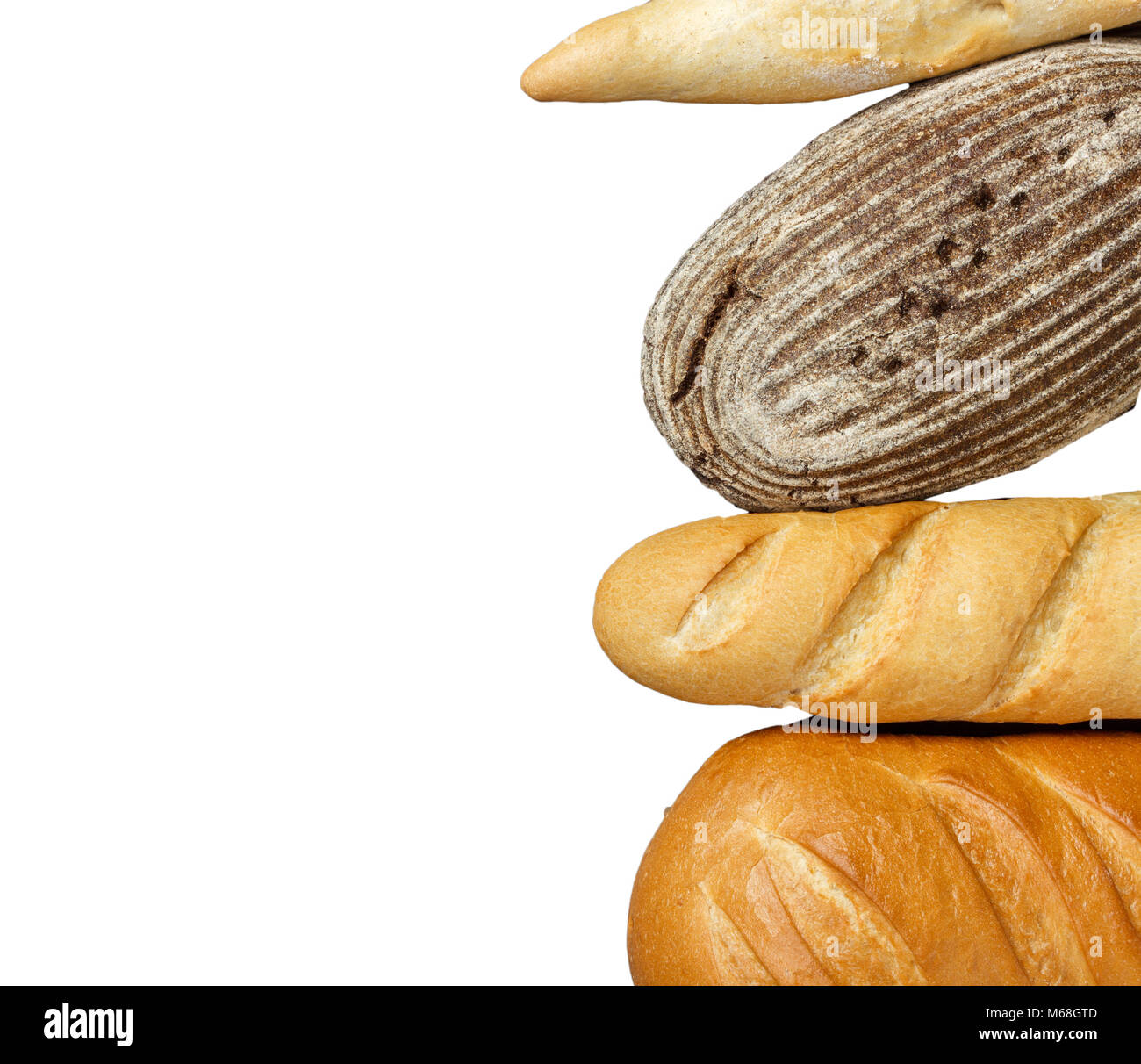 assorted breads isolated on a white background Stock Photo - Alamy