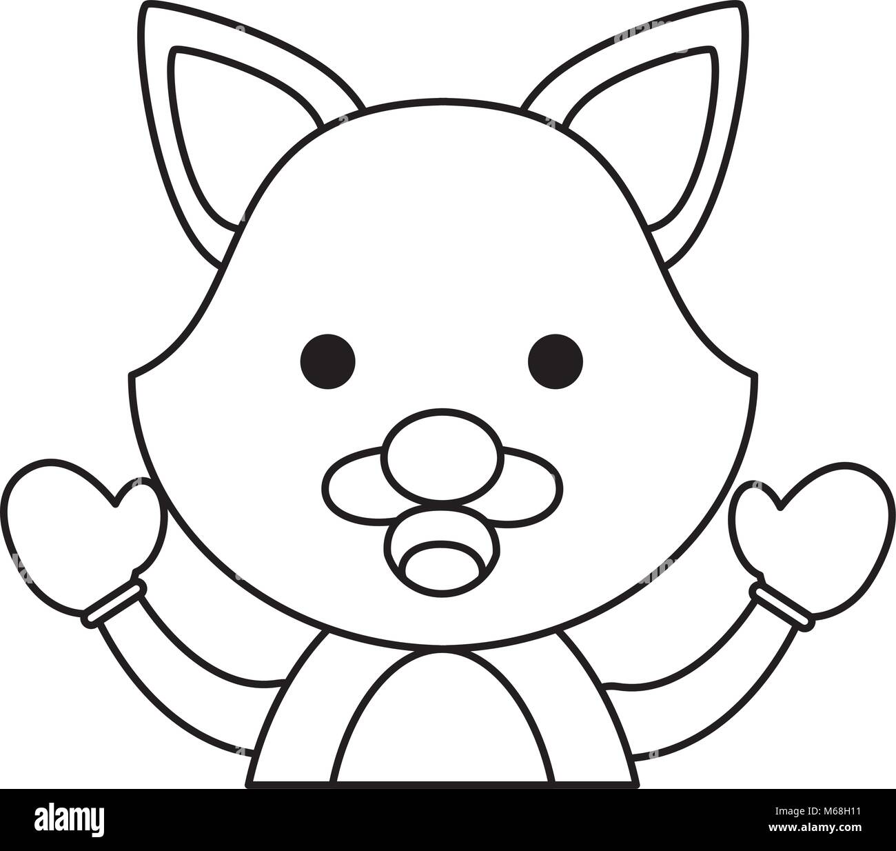cute fox with gloves over white background vector illustration Stock