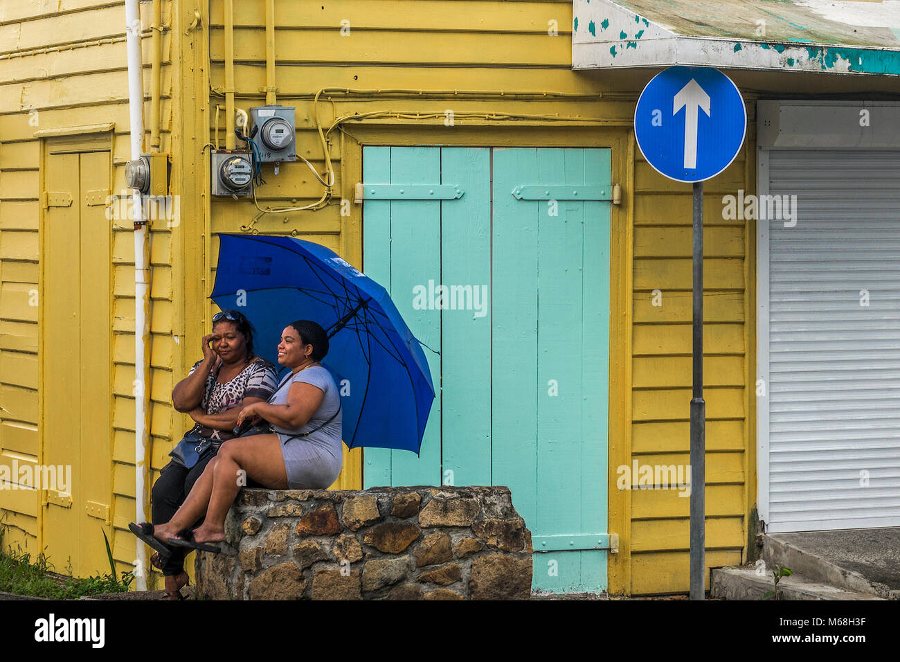 Sitting In The Rain, Antigua, West Indies Stock Photo