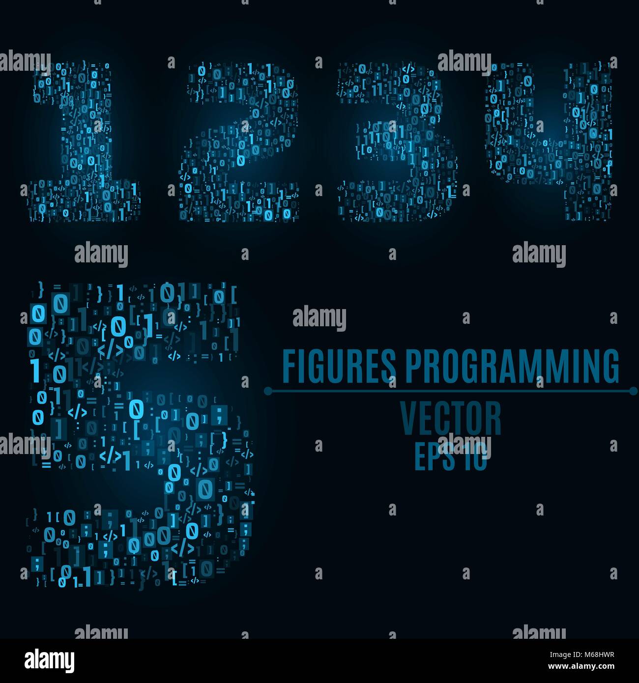 The blue numbers of the symbols and the programming elements. Numbers 1 ...