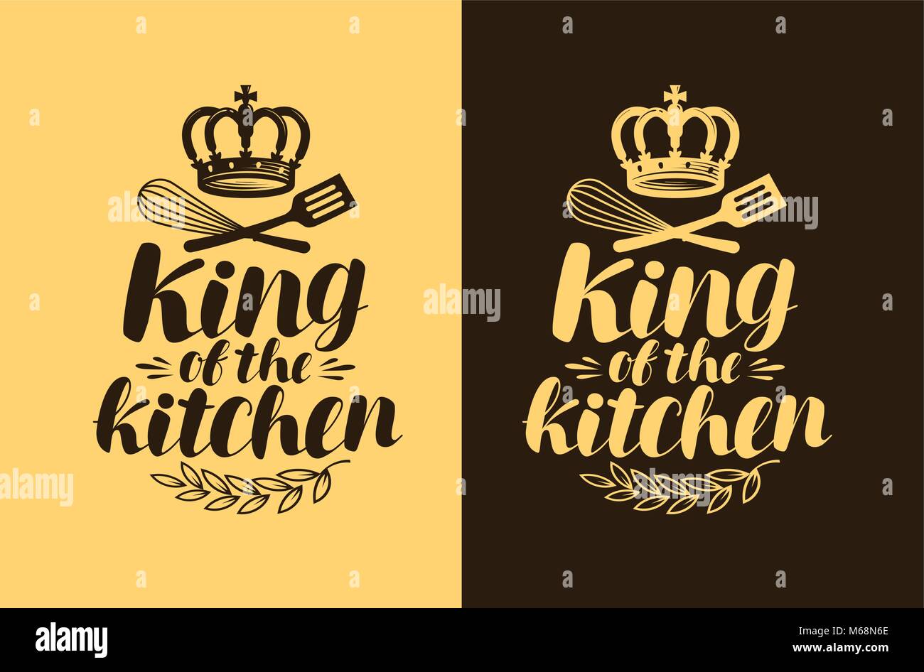 King of the kitchen, lettering. Cooking, cuisine concept. Typography vector illustration Stock Vector