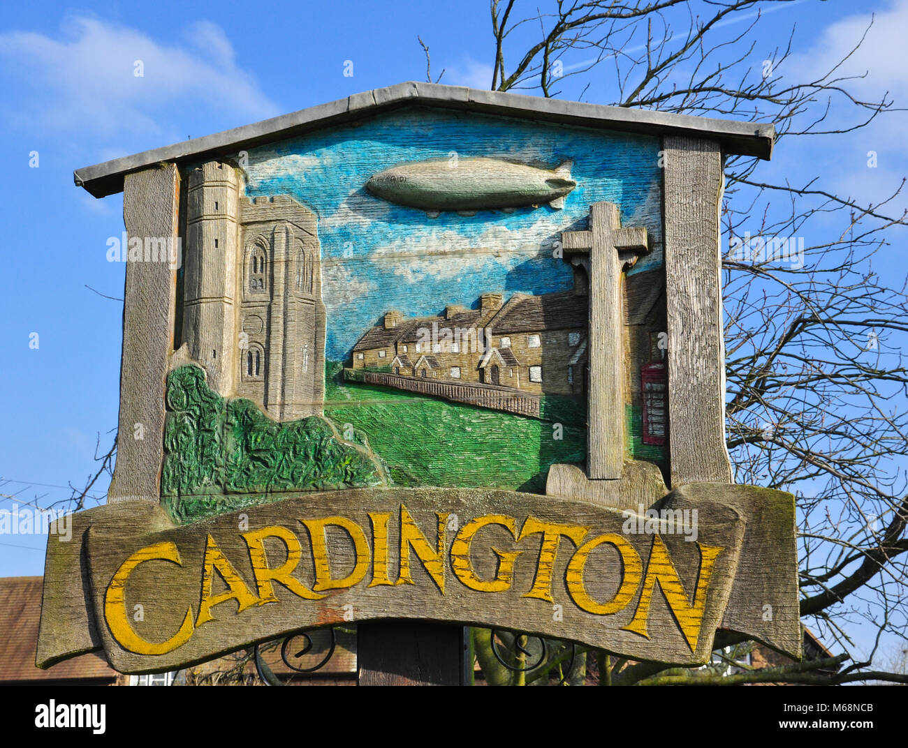 Village sign, Cardington, Bedfordshire, England, UK Stock Photo Alamy