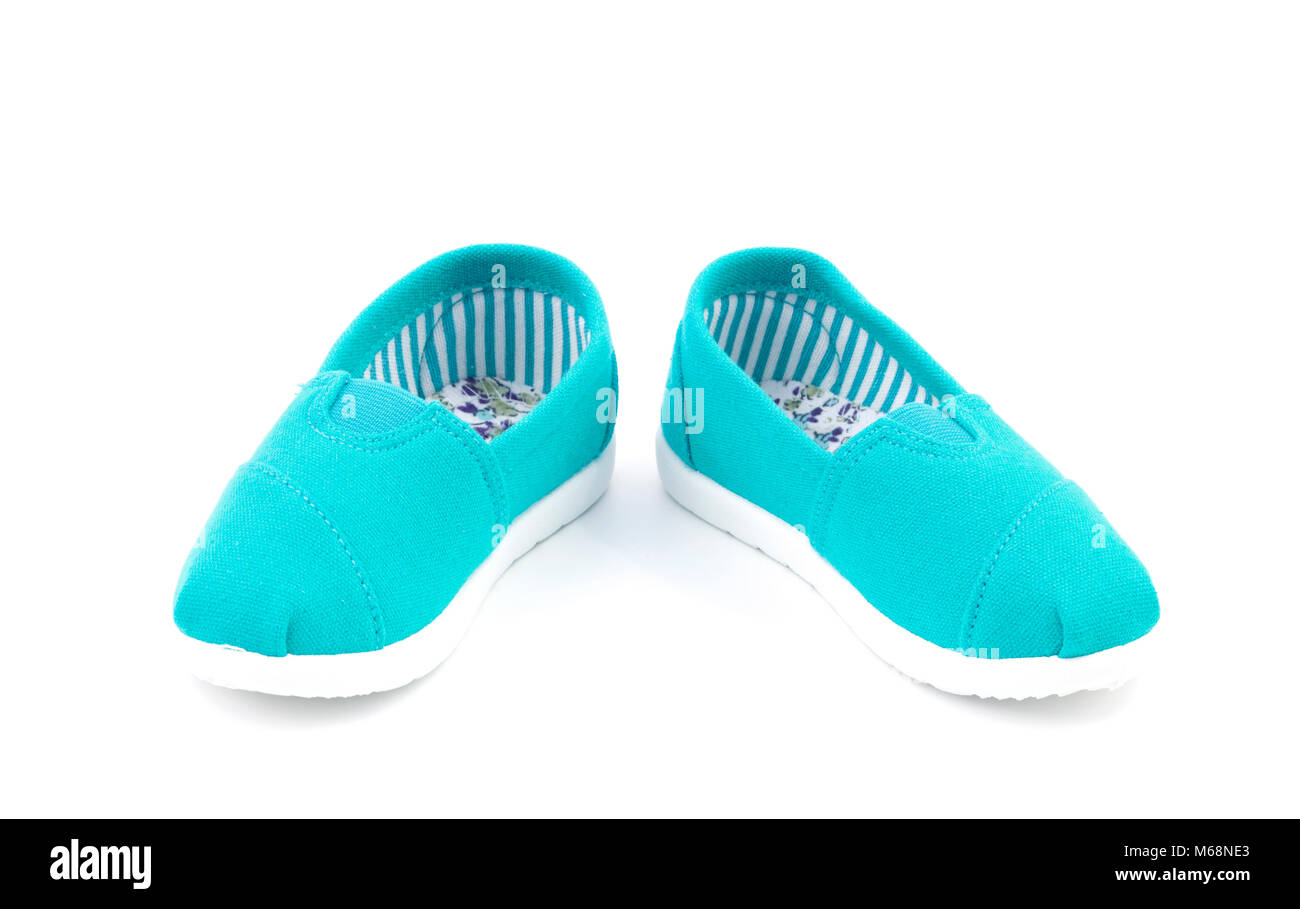 Pair of Teal Children's Shoes on a White Background Stock Photo Alamy