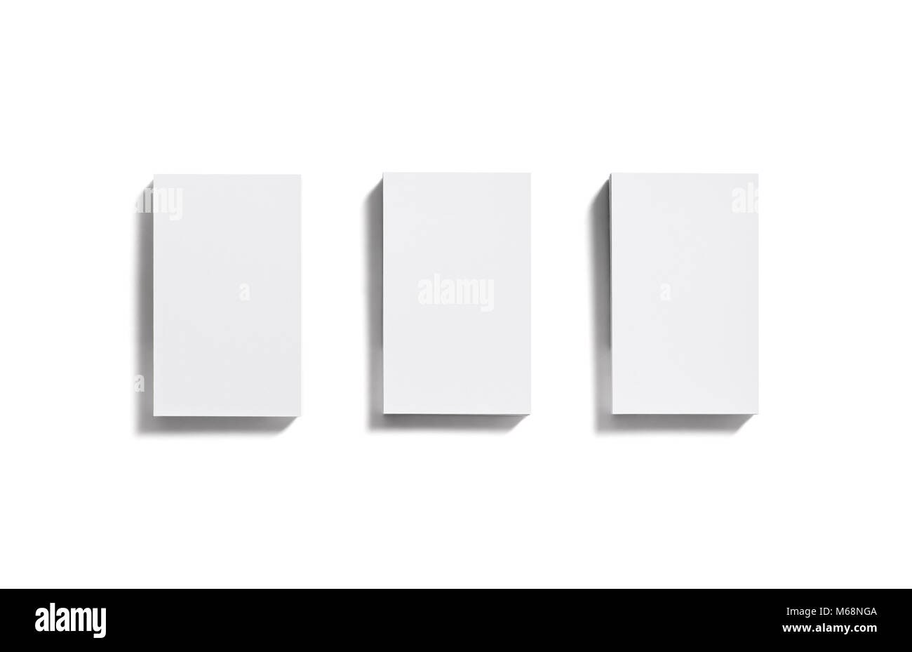 Photo of blank business cards stacks on white background. Isolated with ...