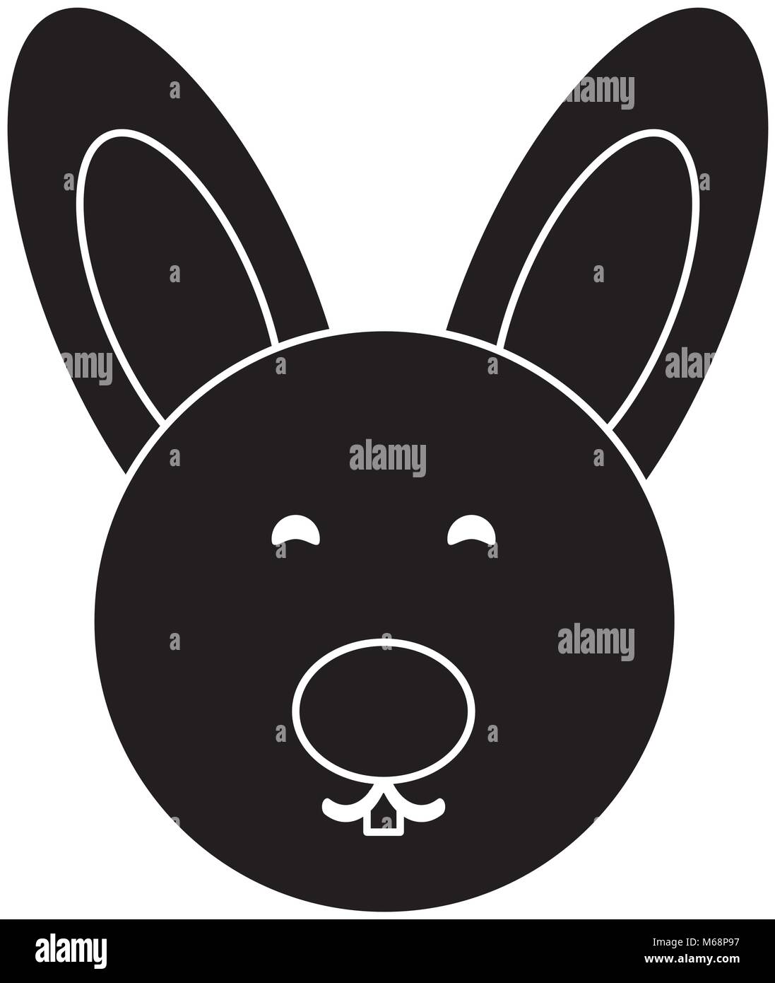 cute rabbit face icon over white background, vector illustration Stock ...