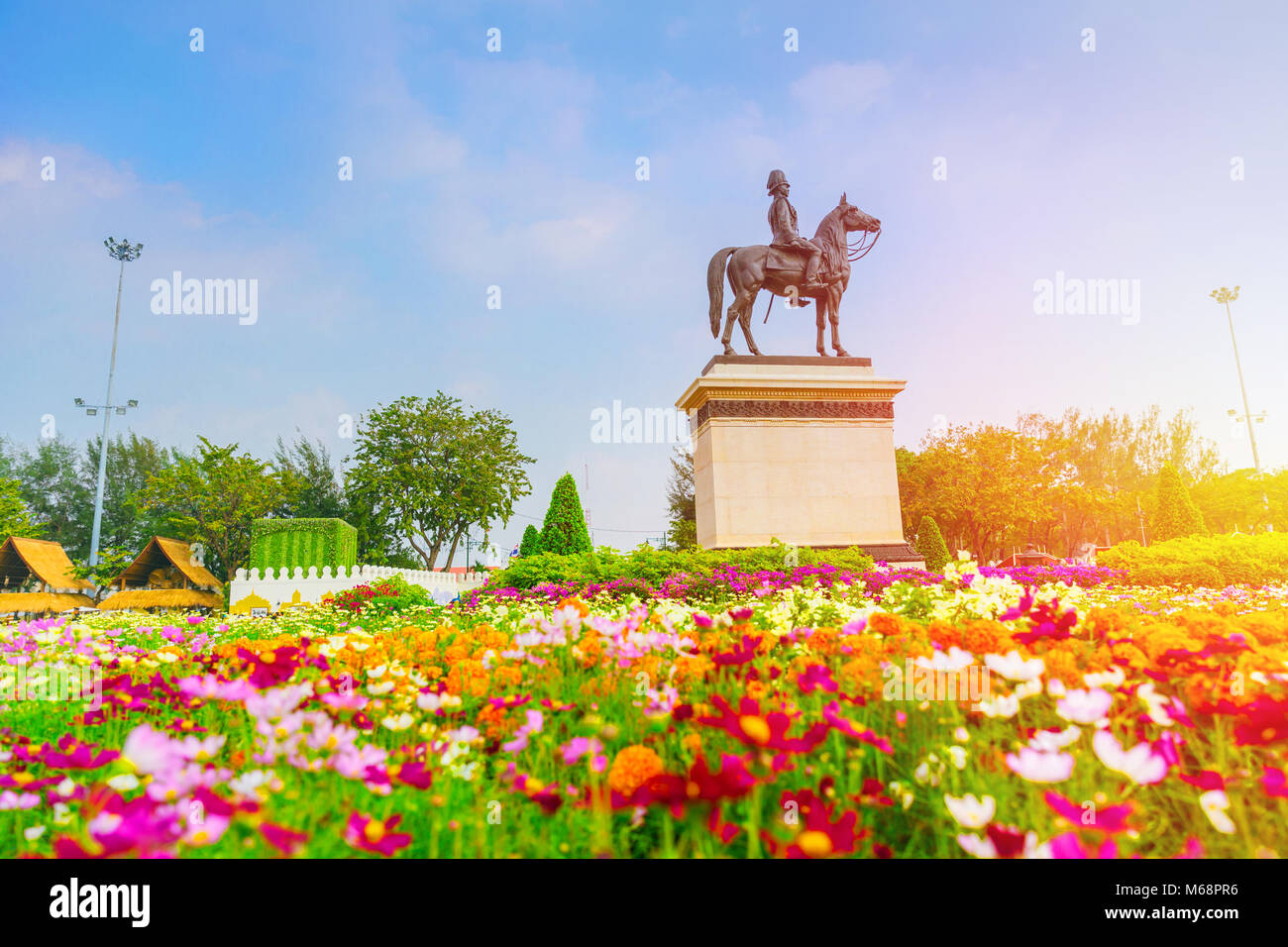 King Rama V Monument - Equestrian statue of Chulalongkorn the Great is an outdoor sculpture Bangkok Travel destination. Stock Photo