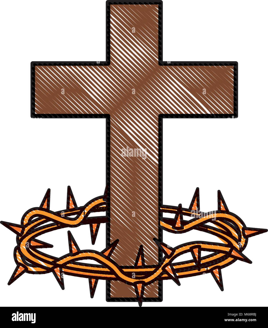 Download Catholic Cross and crown of thorns icon over white ...