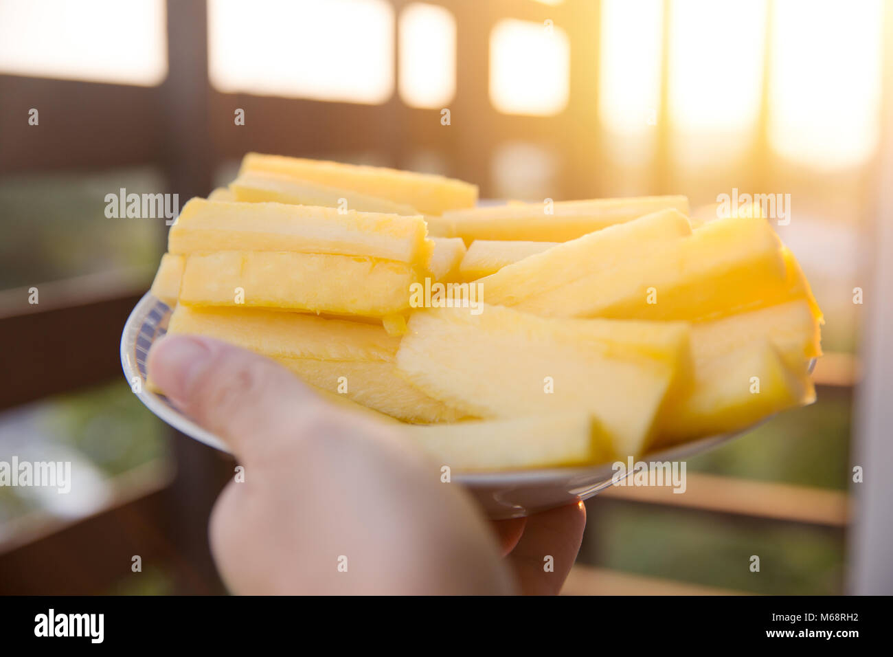 Pineapple Core Good food and High Bromelain Nutrition and Fiber for Diet Stock Photo