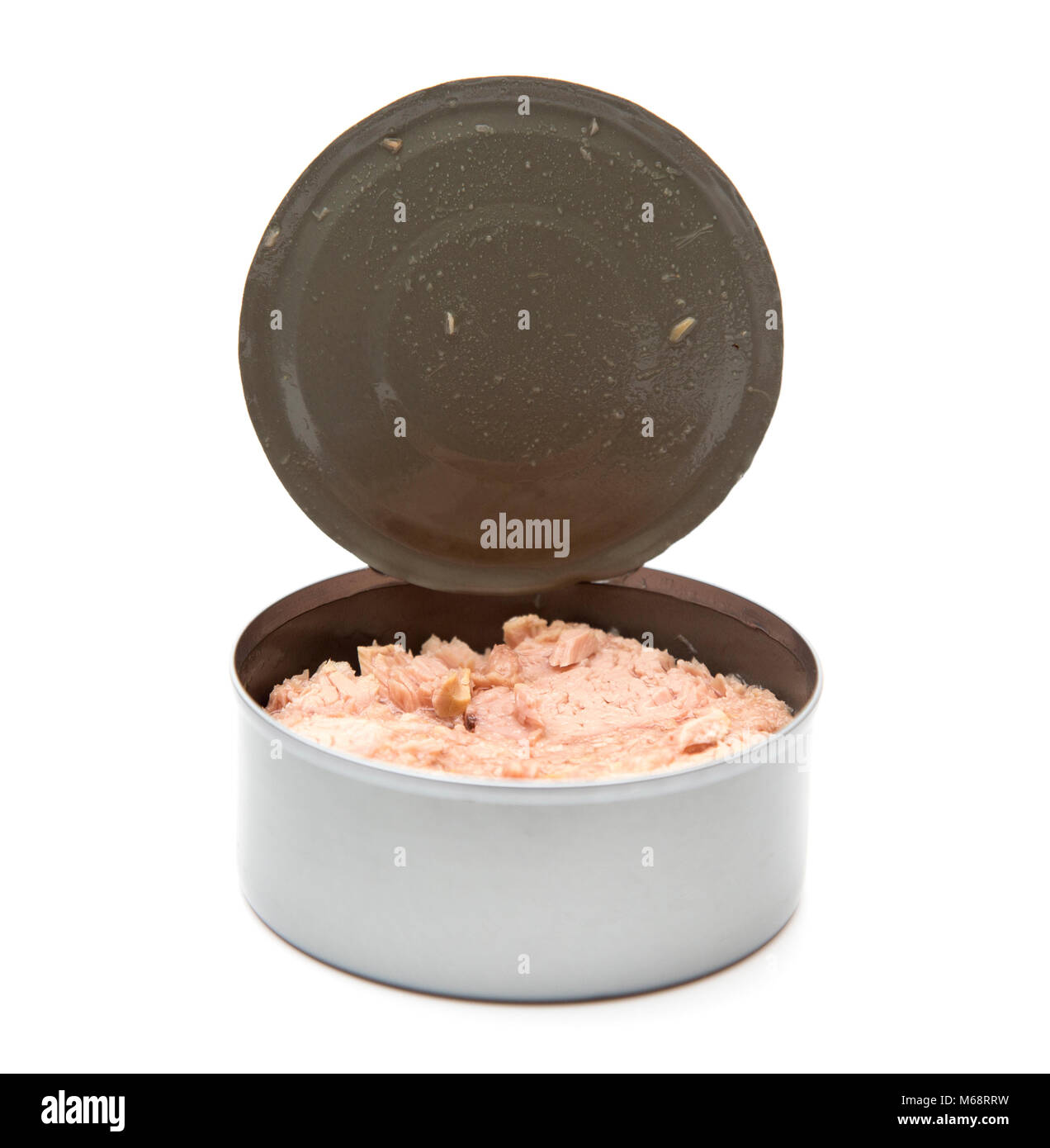 Open Can of Tuna in a Silver Tin Stock Photo