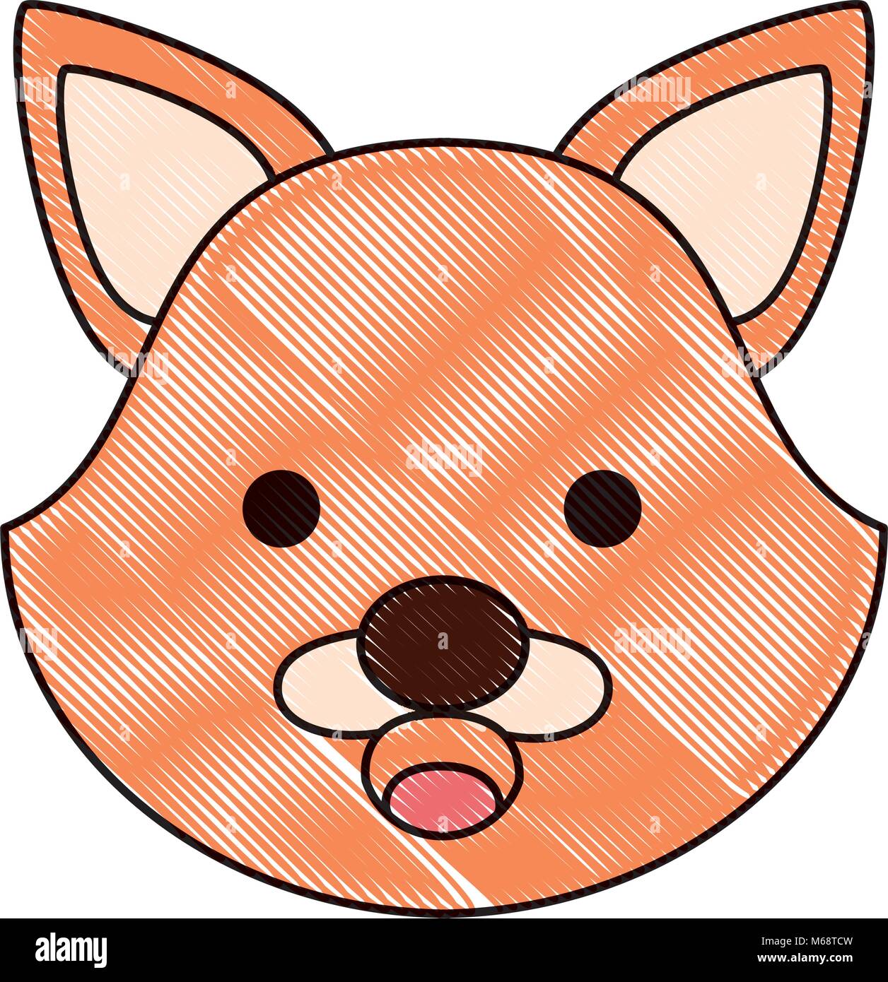 cute fox faceicon over white background, colorful design. vector ...