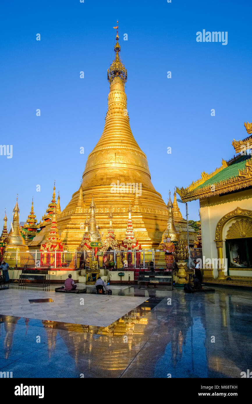 The golden Shwemokhtaw Pagoda is the largest temple in town Stock Photo