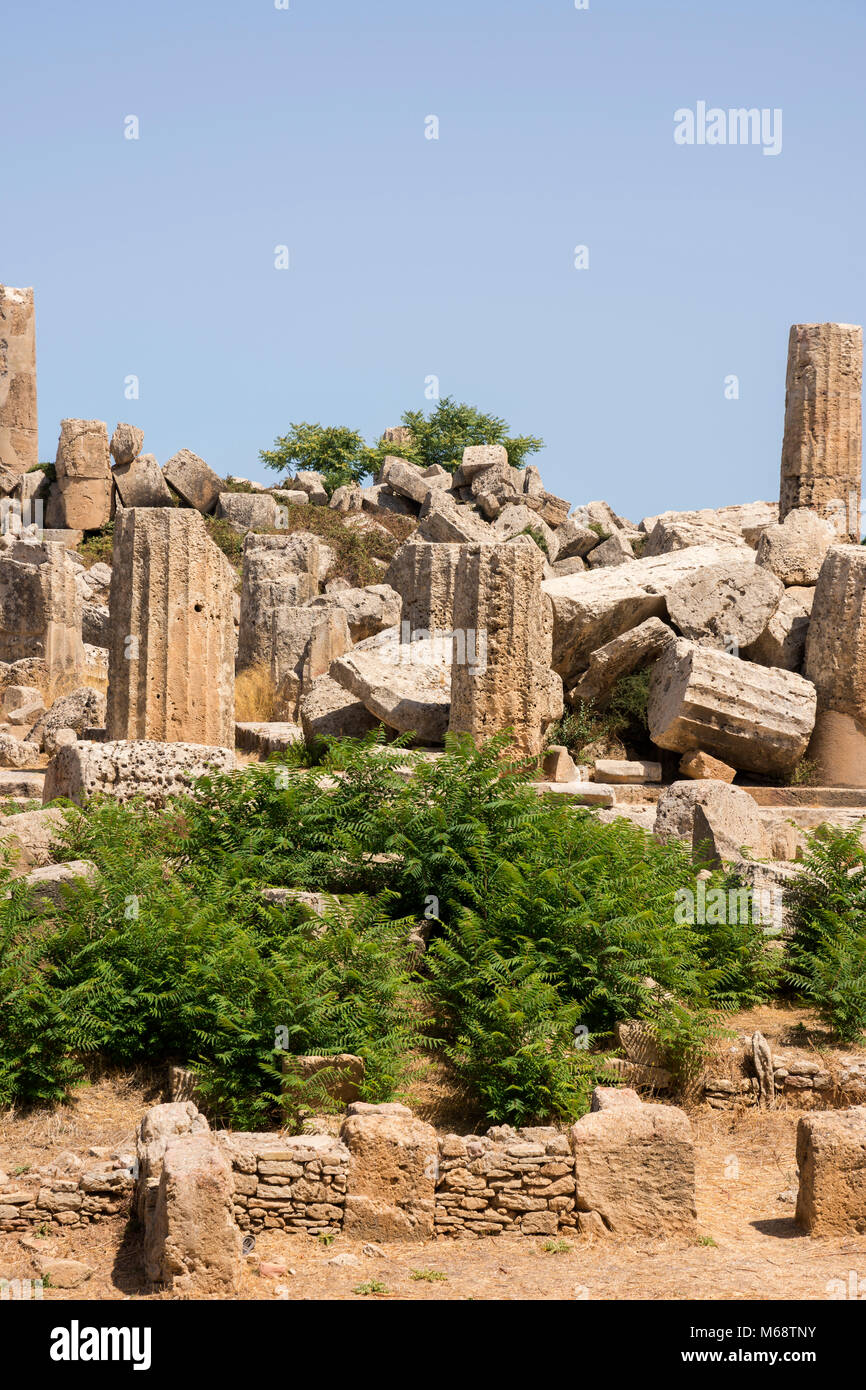 Ancient temples of Selinunte in Agrigento in Sicily in Italy Stock Photo