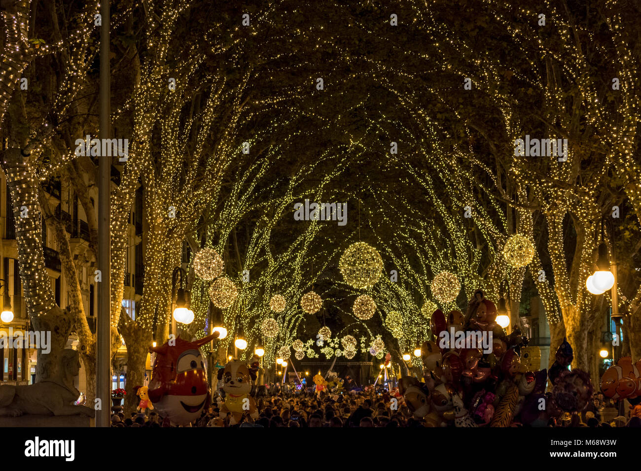 Weihnachtliche Festbeleuchtung in Palma de Mallorca, auf dem 'Born' Stock Photo