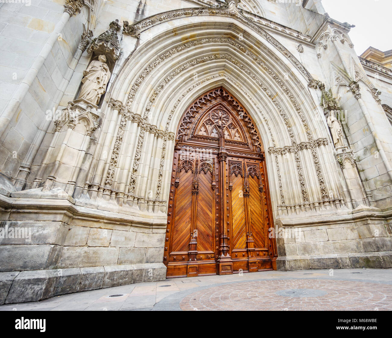 Bilbao cathedral entrance wide angle Stock Photo