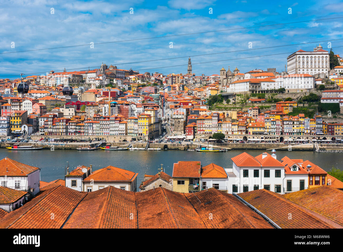 View on Porto Portugal from across the Douro River in Vila Nova de Gaia Stock Photo