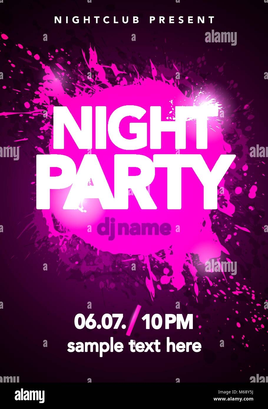 Vector illustration dance party poster background template with splash and  ink splatter effects in modern pink and violet colors. Music event flyer  Stock Vector Image & Art - Alamy