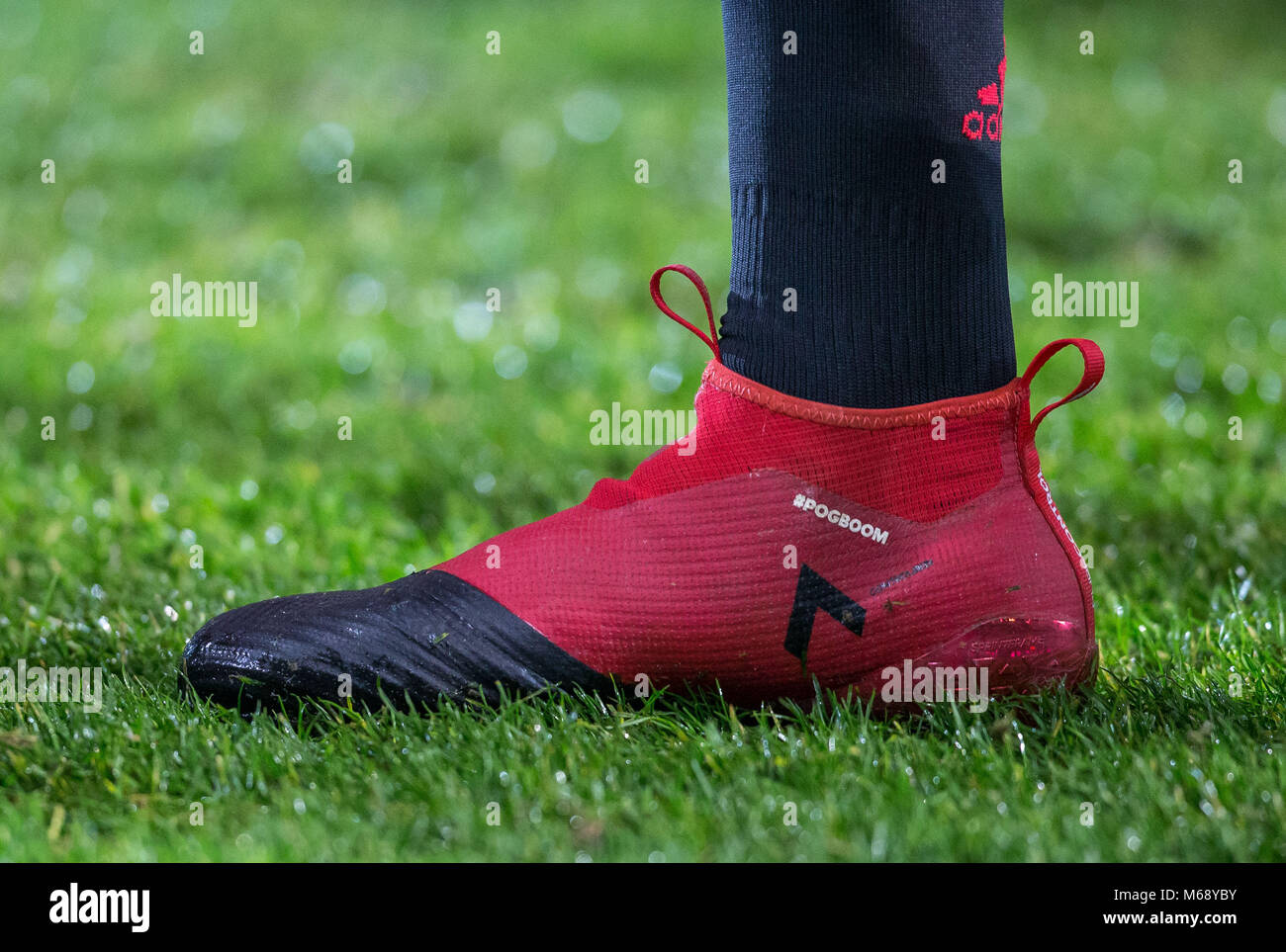 Paul Pogba of Manchester United personalised adidas football boot  displaying pogboom before the EPL - Premier League match between West  Bromwich Albio Stock Photo - Alamy