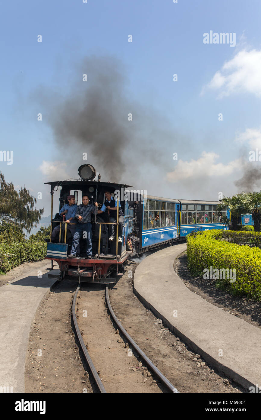 Darjeeling, India  - April 17, 2017: The British-built famous mountain railway, the so-called Toy Train. It is part of the World Heritage. Stock Photo