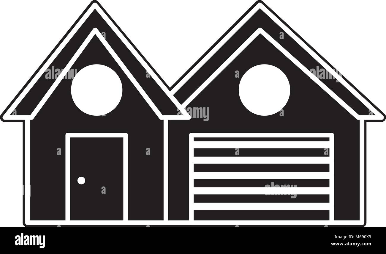 silhouette city house with garage and windows design Stock Vector Image ...